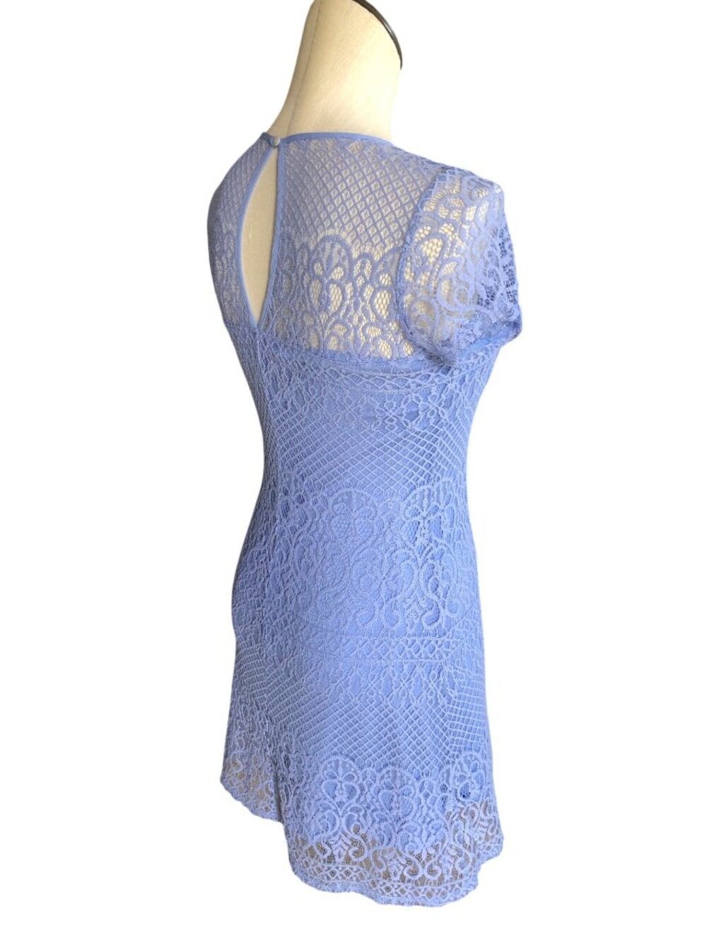 Holister Dress Womens S Fit Flare Lace Keyhole Back Crisscross Front Periwinkle - Picture 3 of 11